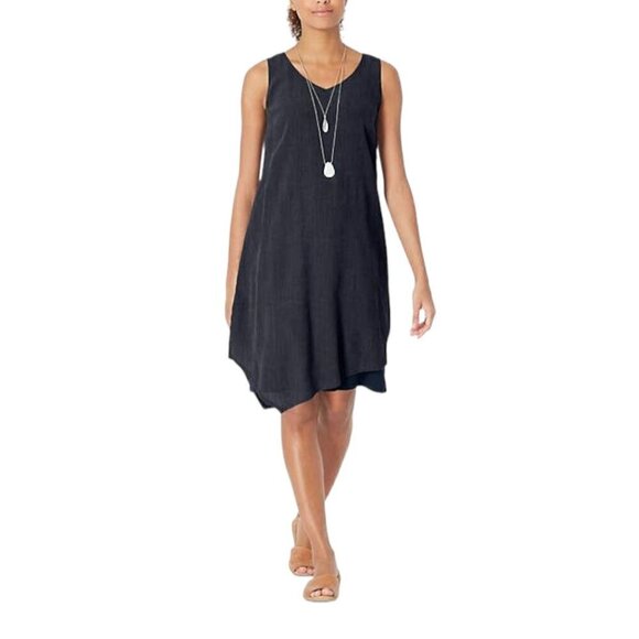 Pure Jill Textured mixed media dress, , Navy, Size XS - Picture 1 of 9